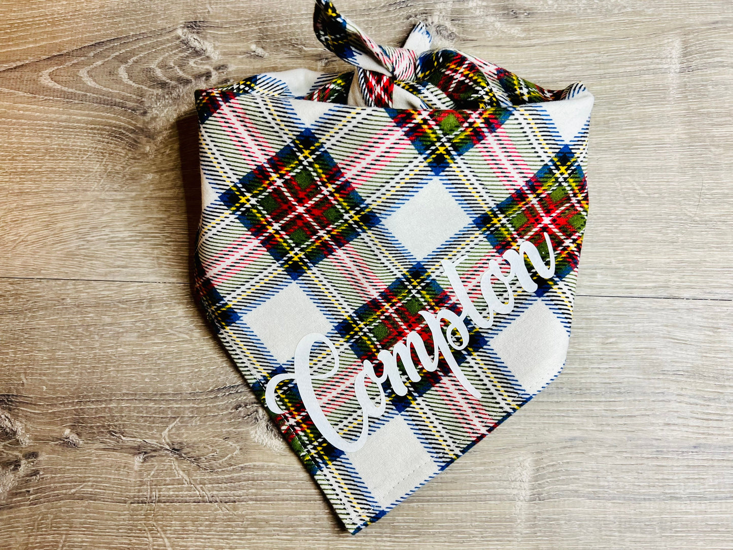 Personalized Dog Bandana, Plaid Dog Bandana, Custom Dog Bandana, Pet Bandana, Flannel Dog Bandana, Dog Scarf