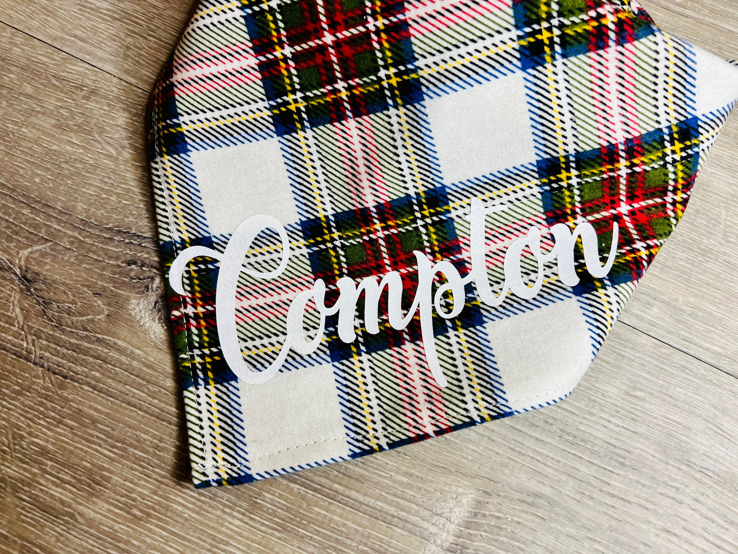 Personalized Dog Bandana, Plaid Dog Bandana, Custom Dog Bandana, Pet Bandana, Flannel Dog Bandana, Dog Scarf