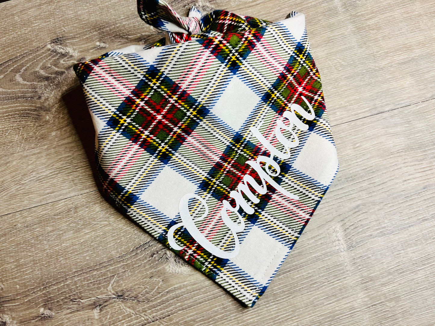 Personalized Dog Bandana, Plaid Dog Bandana, Custom Dog Bandana, Pet Bandana, Flannel Dog Bandana, Dog Scarf