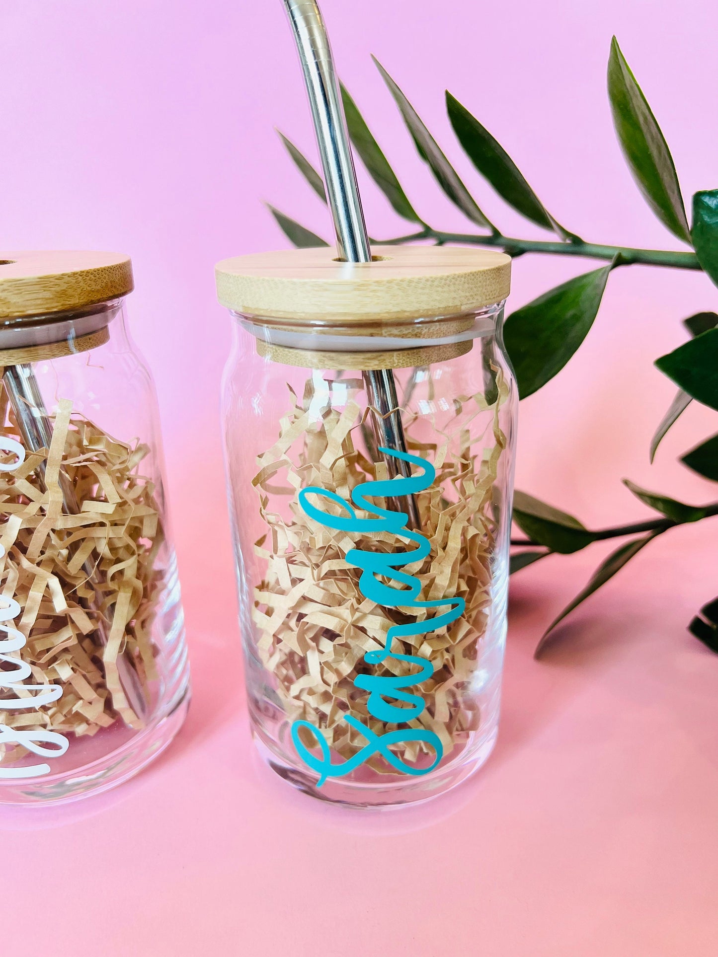 Personalized Iced Coffee Cup, Glass Can Soda Cup with Lid and Straw, Gifts for Women, Gifts for Friends, Bridesmaid Gifts, Other Colors!