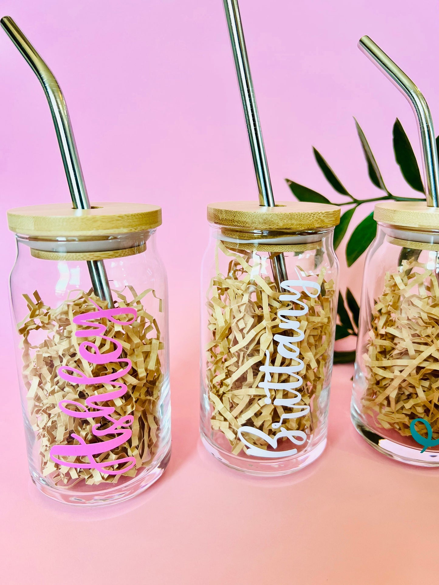 Personalized Iced Coffee Cup, Glass Can Soda Cup with Lid and Straw, Gifts for Women, Gifts for Friends, Bridesmaid Gifts, Other Colors!